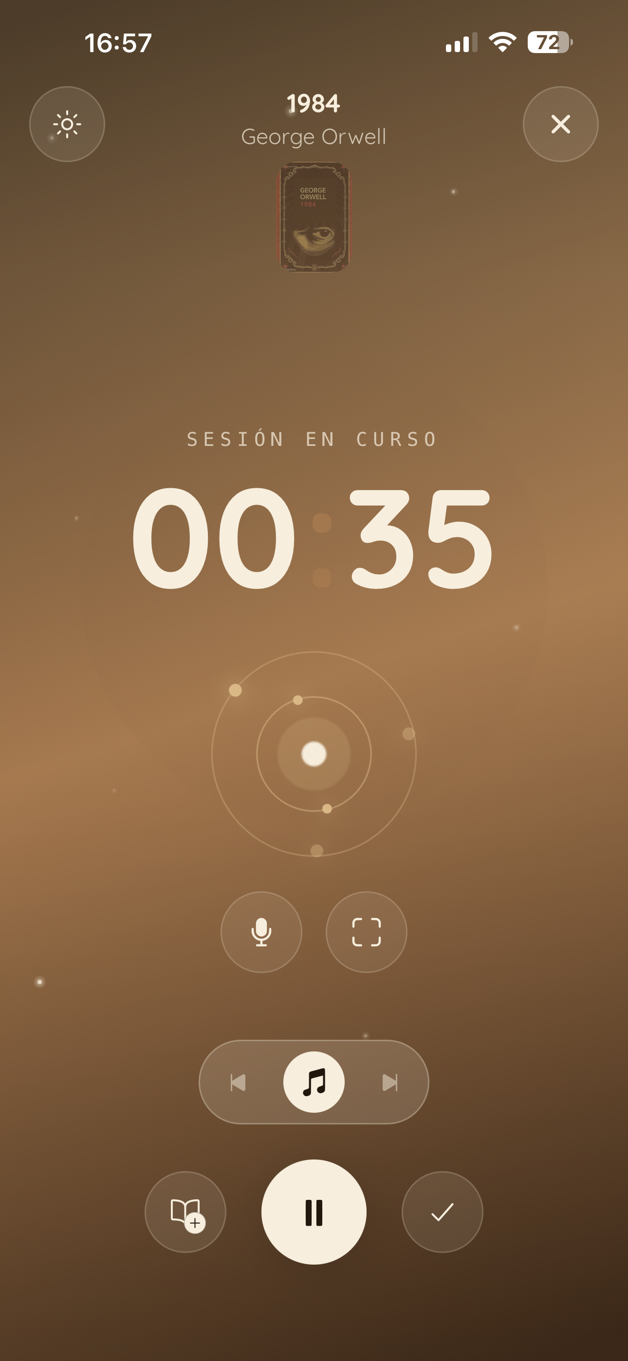 BookGeist active reading session with a live timer