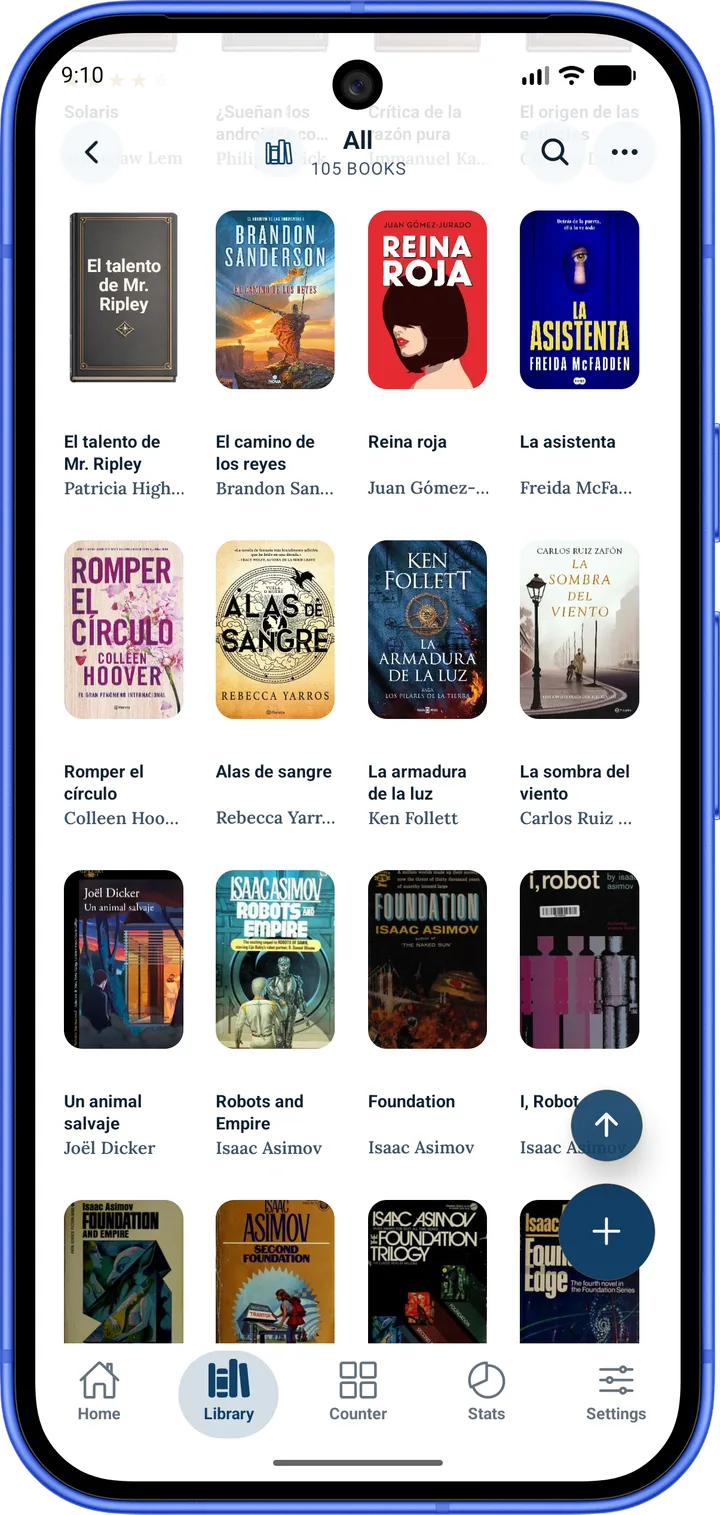 BookGeist library with book covers, ratings and reading status